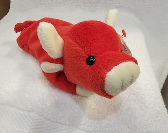 Ty Beanie Baby Snort the Bull Plush Toy *Rare* - 4002 Date of birth 5/15/1995