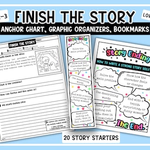 No Prep, Finish the Story, Narrative Writing, Creative Endings & Problem Solving, Grades 2-3 Worksheets, Writing Prompts, Story Elements