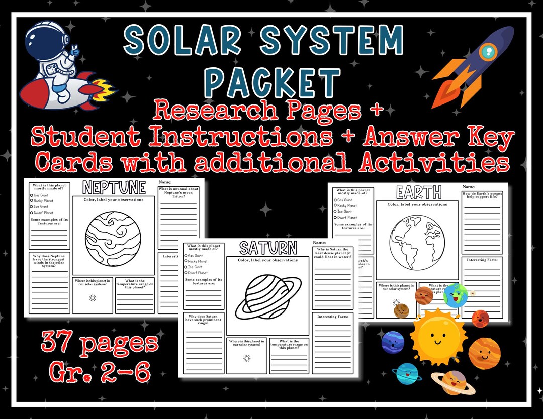 Solar System Packet Planets Research Worksheets | Solar System Mini Research Pages for Kids ...