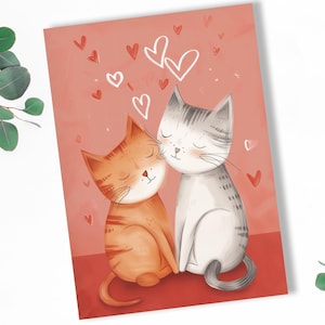 We&#39;re Purrfect Together, Cute Couple Greeting Card for Love and Romance - Valentine&#39;s Day