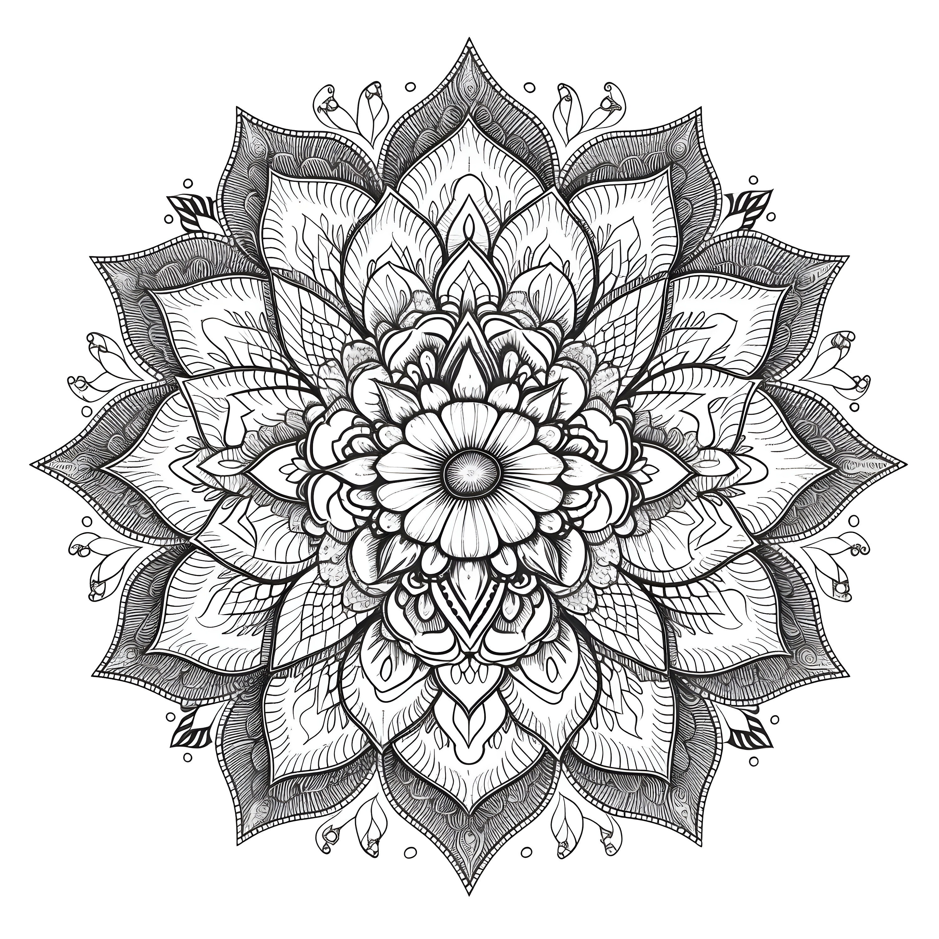 Lotus Mandala Printable Colouring Sheet, Instant Download, Flower