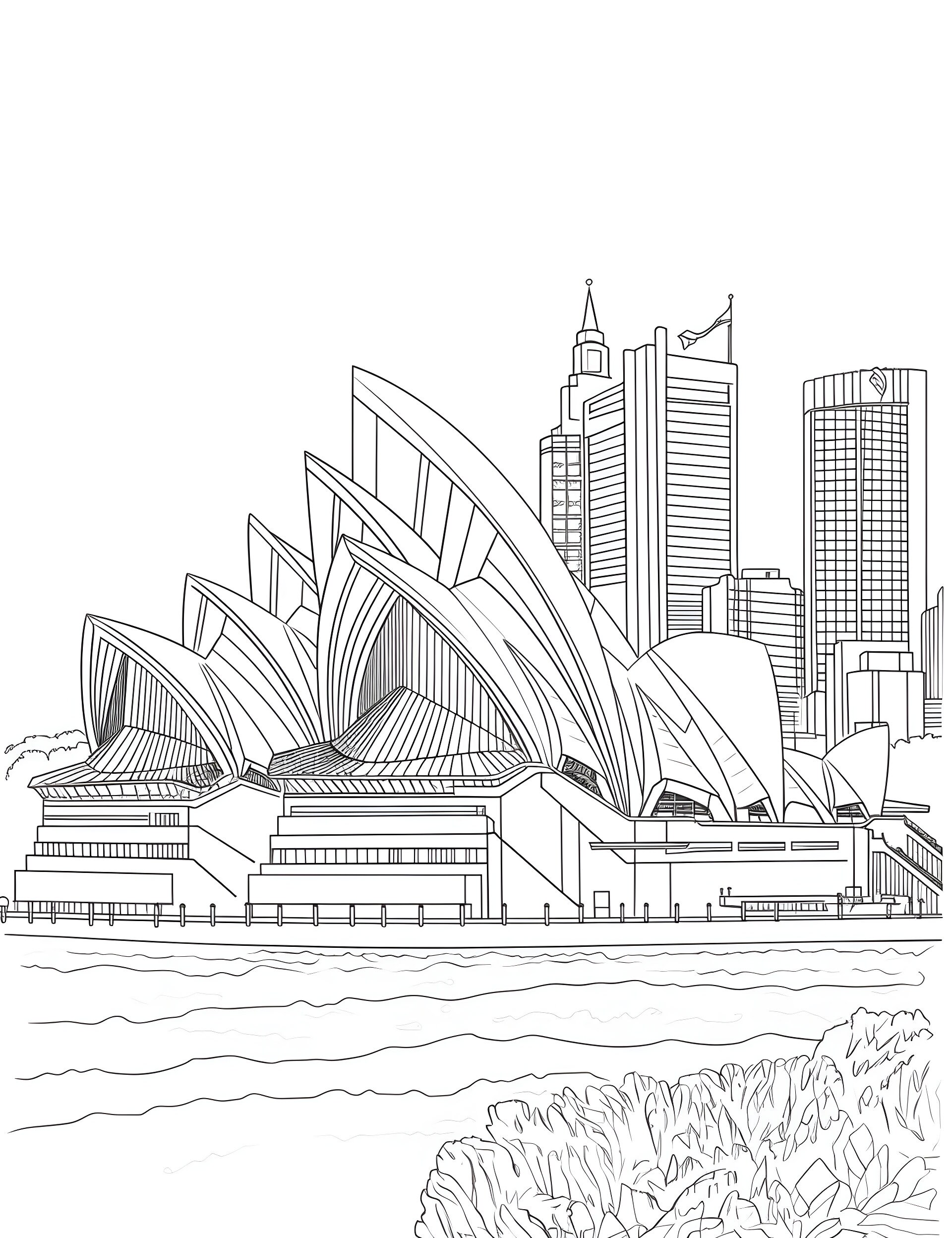 Sydney Opera House, Architecture Drawing, Coloring Sheet, Architecture