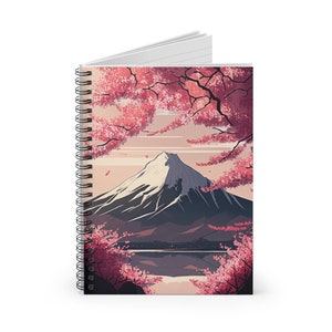 Spiral Notebook Planning Mount Fuji Journal Art Print Mount Fuji Spiral Notebook Planning Japan Cherry Blossom Organizing Notebook