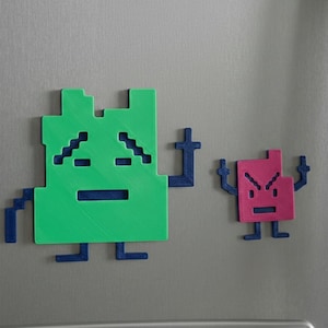 Mooninites Magnet Set - Ignignokt and Err - Aqua Teen Hunger Force Fridge Magnets - Pixel Art 3D Printed Decor
