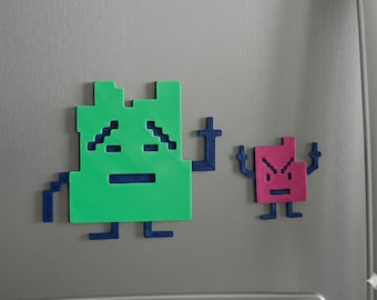 Mooninites Magnetset - Ignignokt och Err - Aqua Teen Hunger Force Kylskåpsmagneter - Pixel Art 3D-tryckt dekor