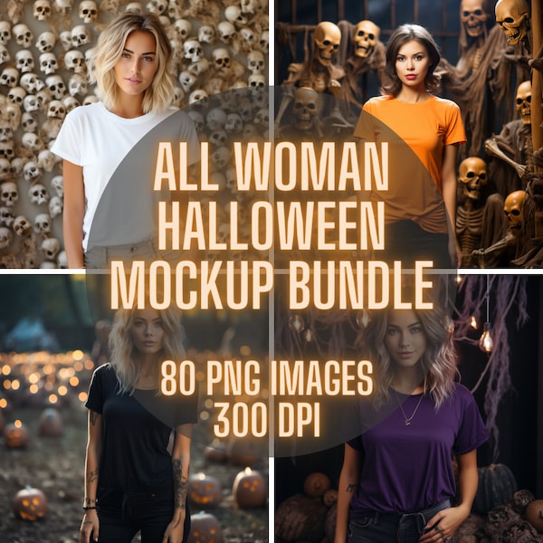 Halloween Mockup Women T Shirt Bundle Mock up Womens Mock up - T Shirt Mockup tshirt Spooky Mockup Scary Halloween mock ups