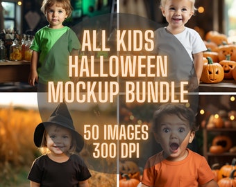 Halloween Mockup Kids T Shirt Bundle Boy and Girl Mock up Kids Mock up T Shirt Mockup tshirt Toddler mock up Baby Halloween mock ups
