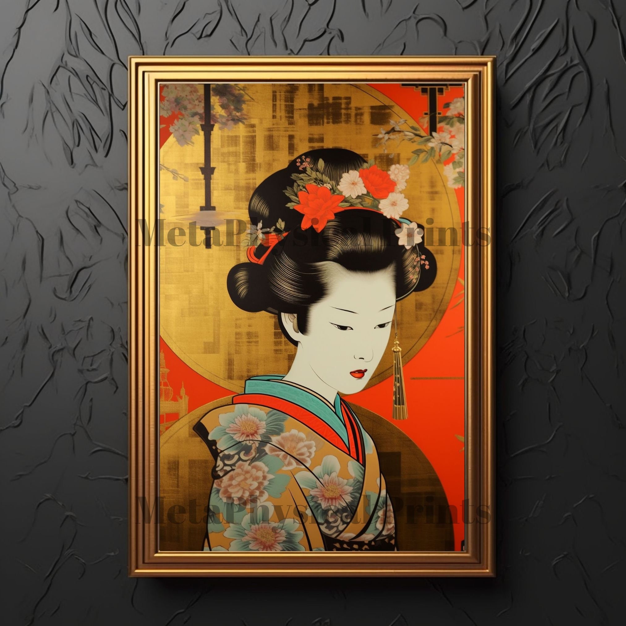 Arjazia Tableau Japonais Geisha Portrait - Décoration Murale