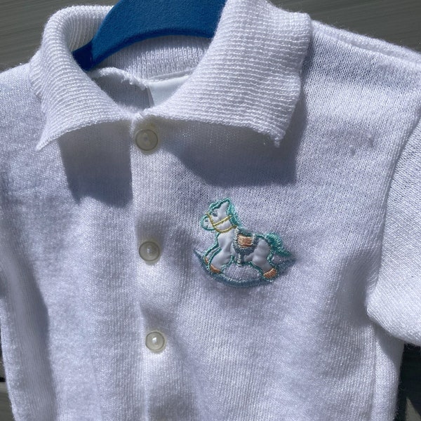 Baby Sweater, Baby Boy Sweater, Size 6-9 Months Baby, Baby Outerwear, White Baby Sweater, Baby Gift, Baby Shower Gift, Doll Clothes