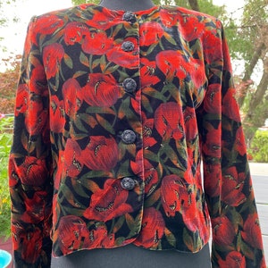 Norton McNaughton Petites Bolero Jacket, Velvet Jacket, Flower Velvet Jacket, Size 10 Velvet Bolero Jacket, Special Occasion Outfit, Vintage