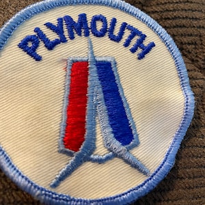 Plymouth Patch, Vintage Plymouth, Sew-On Patch, Embroidered Patch, Plymouth Logo Patch, Car Logo Patch, Uniform Patch, Collector Plymouth