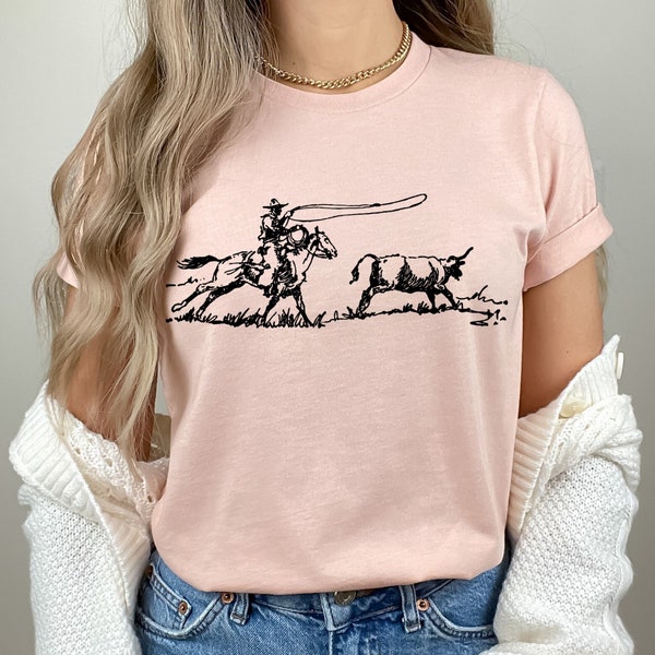 Cowboy Roping Western T-Shirt, Cowboy Roping Shirt, American Western Graphic Tee, Rodeo Gift Shirt, Country Girl Shirt, Cowgirl Shirt Gift