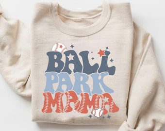 Ballpark Mama Sweatshirt, Ballpark Mom Hoodie, Baseball Crewneck