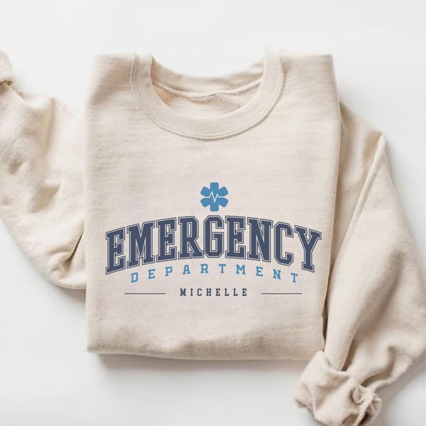 Custom Emergency Department Sweatshirt, Personalized ER Nurse Sweatshirt, Emergency Room Tech Gift, Emergency Nurse Gift ED Crewneck Sweater