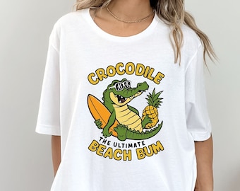 Retro Crocodile Shirt, Gator Shirt for Women, Animal Lover Tee, Sunset Graphic Tees