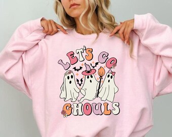 Let's Go Ghouls Halloween Sweatshirt, Retro Halloween Swetshirt, Kids Halloween Sweatshirt, Girls Halloween Graphic Tee
