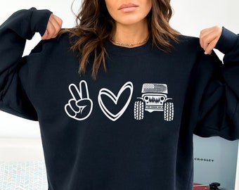 Peace Love Offroad Sweatshirt, American offroad sweatshirt, Offroad forest Sweater, offroad sweatshirt, Peace Love Hoodie, Love Sweatshirt
