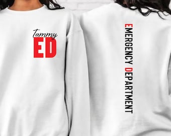 Personalized Emergency Department Sweatshirt, New Nurse Grad Gift Hoodie, ER Department