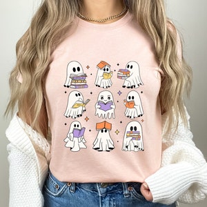 Bookish Ghost Halloween Shirt: Reading Ghosts, Teacher Librarian Gift