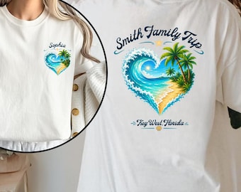 Comfort Colors Personalized Family Beach Vacation Shirt, Front And Back Custom Family Trip