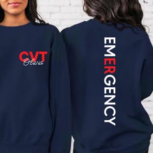 Personalized CVT Nurse Sweatshirt, Cardiovascular Technologist Hoodie, ER Department, Hospital Apparel