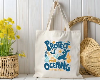 Protect Our Oceans Tote Bag, Be Kind Vibes Bag, Respect The Locals Bag, Save The Ocean Bags, Beach Tote Bags, Cute Surf Tote Bags