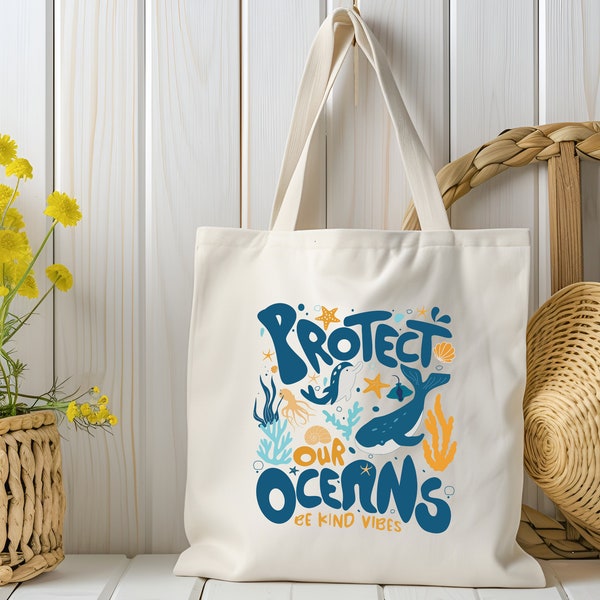 Protect Our Oceans Tote Bag, Be Kind Vibes Bag, Respect The Locals Bag, Save The Ocean Bags, Beach Tote Bags, Cute Surf Tote Bags