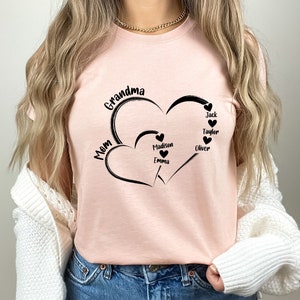 Custom Grandma Shirt, Grandma Heart Shirt, Nana Shirt With Grandkids Name, Gift For Grandma, Mother&#39;s Day Shirt, Personalized Grandma Shirt