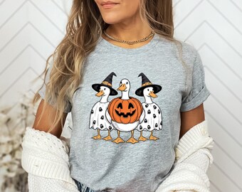 Boo Ghost Goose Shirt, Halloween Goose Shirt, Halloween Shirt, Autumn Shirt, Skeleton Goose, Halloween Pumpkin Goose Shirt, Spooky Season