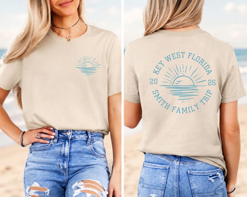 Personalized Family Beach Vacation Shirt, Customized Family Name Matching Trip T-Shirt image 1