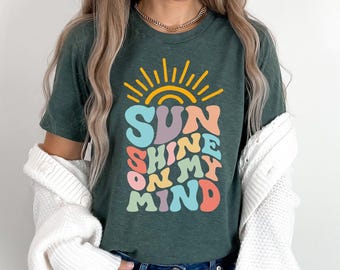 Sunshine On My Mind, Summer Shirt, Summer Gift, Hello Summer, Cute Summer Graphic Tee, Palm T shirt, Beach Shirt, Retro Shirt
