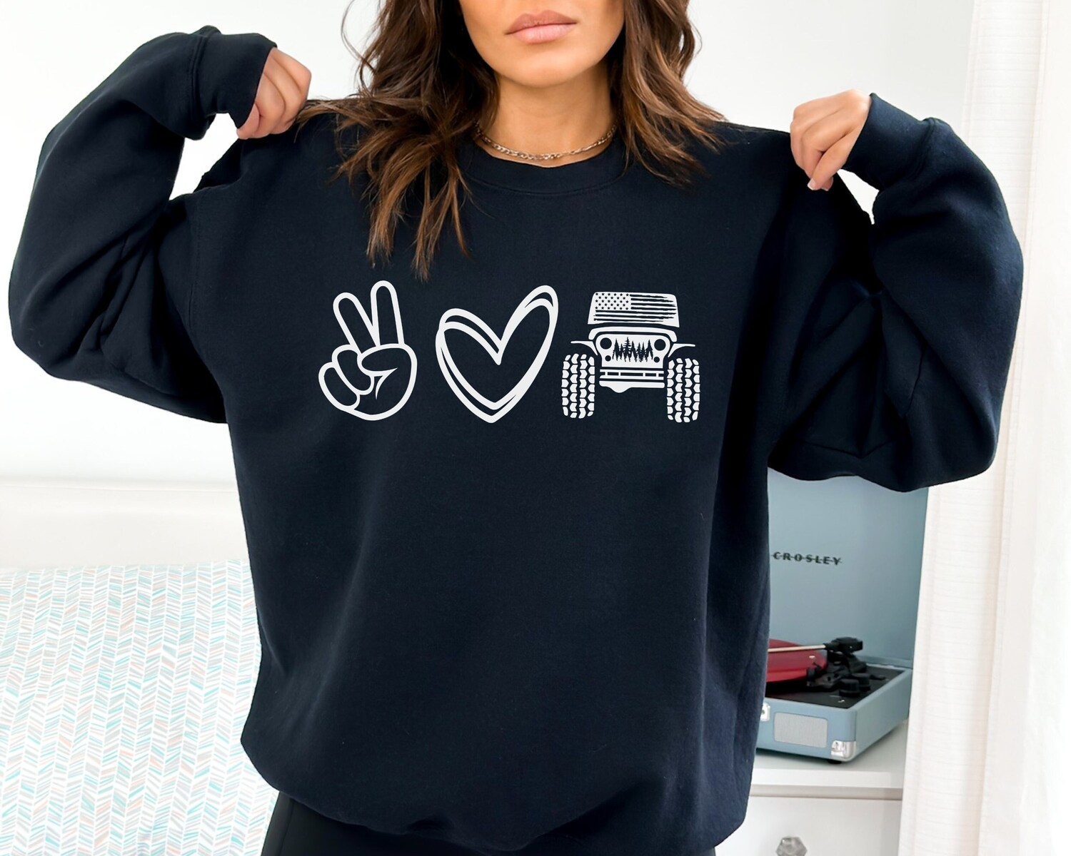 Peace Love Offroad Sweatshirt, American offroad sweatshirt, Offroad forest Sweater, offroad sweatshirt, Peace Love Hoodie, Love Sweatshirt