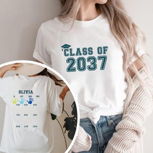 Personalized Class Of 2037 Handprint Shirt, 2038 Graduation Shirt, First Day of School Shirt, Grow With Me Shirt, Kids Shirt