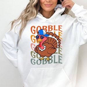 Retro Gobble Crewneck & Hoodie, Thanksgiving Hoodie, Gobble , Thanksgiving Family, Retro Fall, Halloween unique, Fall clothing, Gift for Her
