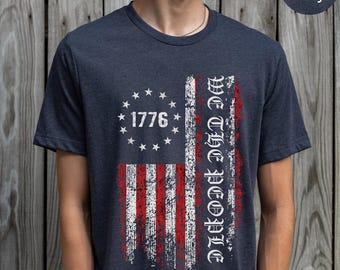 We The People Shirt, Patriotic Shirts For Women Man, Vintage USA Flag Shirt, 1776 Flag T-Shirt, History Shirt, Labor Day