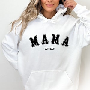 Personalized Mama Est Crewneck & Hoodie, Custom Mom, New Mom Gift, Mama Sweatshirt, Mothers Day Gift, Baby Announcement, Wife Gift
