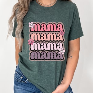 Retro Floral Mama T-shirt, Mom Shirt for Mom for Mother&#39;s Day, Mama T-shirt, Shirt for Mom for Mother&#39;s Day, Mama T-Shirt, Retro Mama Shirt