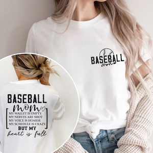 Camiseta "Corazón lleno" para mamá beisbolera, camiseta de béisbol para mamá, camiseta divertida para mamá beisbolera, unisex, camiseta "Vida de mamá beisbolera", camiseta para mamá beisbolera