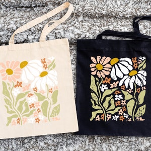 Vintage Pressed Wildflower Tote Bag, Floral Tote Bag, Gift For Women Totes, Birthday Gift Bag