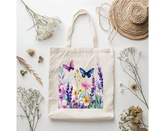 Vintage Wildflower Tote Bag, Cottagecore Aesthetic, Floral Gift For Her