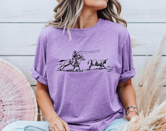 Comfort Color Cowboy Roping Graphic Tee, Western Rodeo Shirt