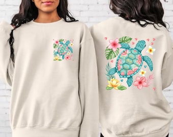 Retro Sea Turtle Sweatshirt, Respect The Locals Sweatshirt, Ocean Animal Hoodie, Coastal Girl Gift, Summer Beach Outfit, Sea Turtle Crewneck