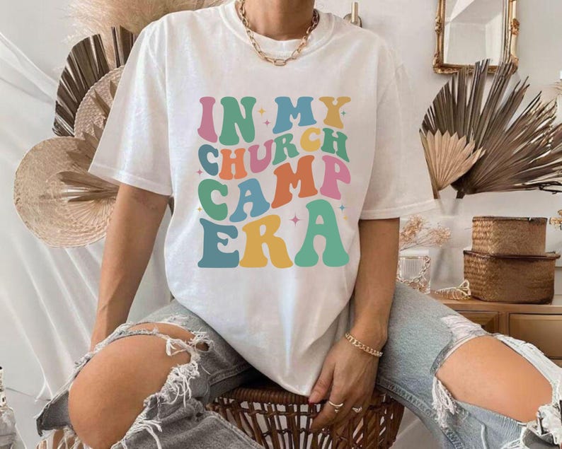 In My Church Camp Era Shirt, Summer Scout Shirt, Camping Shirt, Summer Vacation Shirt, Retro Groovy Church Camp Shirt, Camping Lover Shirt image 1