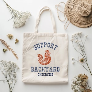 Soutenez les poulets de la basse-cour Sac fourre-tout, jolis sacs-cadeaux fermiers, Sacs à bandoulière de la vie à la ferme locale, Sacs d'épicerie du marché de producteurs, Sacs agricoles