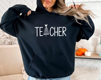 Teacher Christmas Tree Crewneck, Teacher Appreciation Gift Hoodie