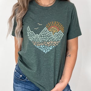 Mountains Heart V Neck / Mountain V neck Shirt / Hiking V Neck Shirt / Take Me to the Mountains V neck Tee / Mountain Heart V Neck Shirt