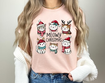 Meowy Christmas Shirt, Christmas Cat Shirt, Merry Christmas, Cat Lover Shirt, Christmas Gift,