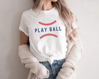 Play Ball Baseball Game Day Shirt, Sporty Mom Tee