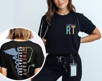 Custom Respiratory Therapist Pocket Print Shirt, Personalized Name Respiratory Therapist Gift, Respiratory Therapy Front Back Custom Shirt
