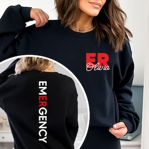 Custom Emergency Department Sweatshirt, Personalized ER Nurse Sweatshirt, Emergency Room Tech Gift, Emergency Nurse Gift ED Crewneck Sweater
